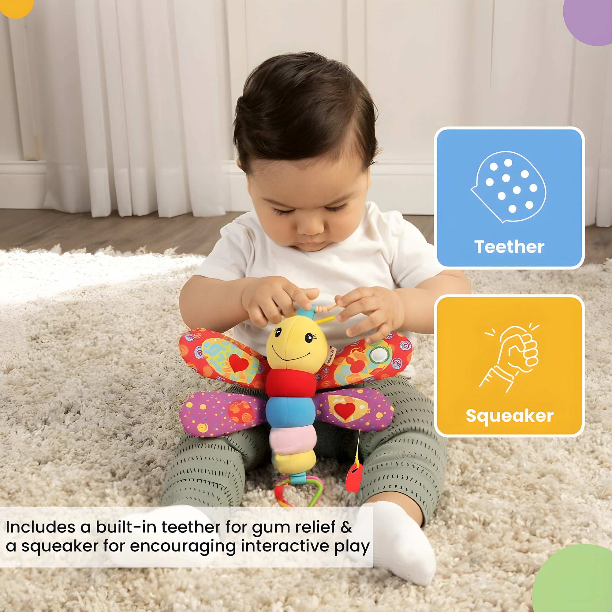 Nuluv Butterfly- Soft toy crinkle and teether