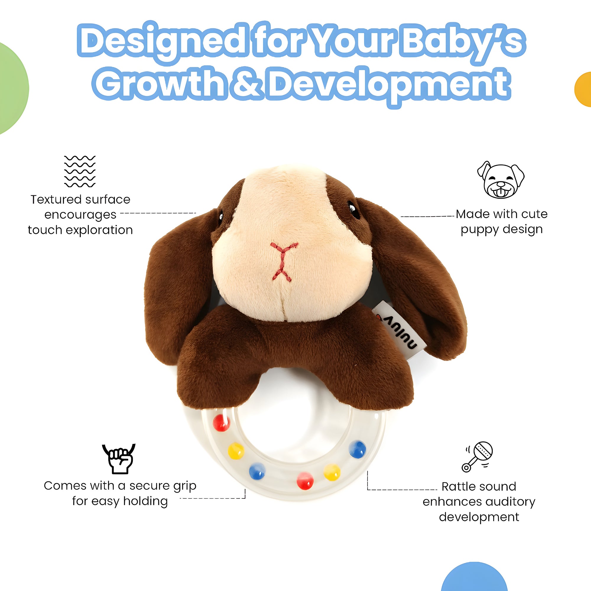 Nuluv Soft Toys Puppy Ring Rattle