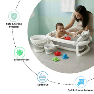 Nuluv 4 - in - 1 Baby Bath Set with Bathtub & Accessories - Baby Bath Tub