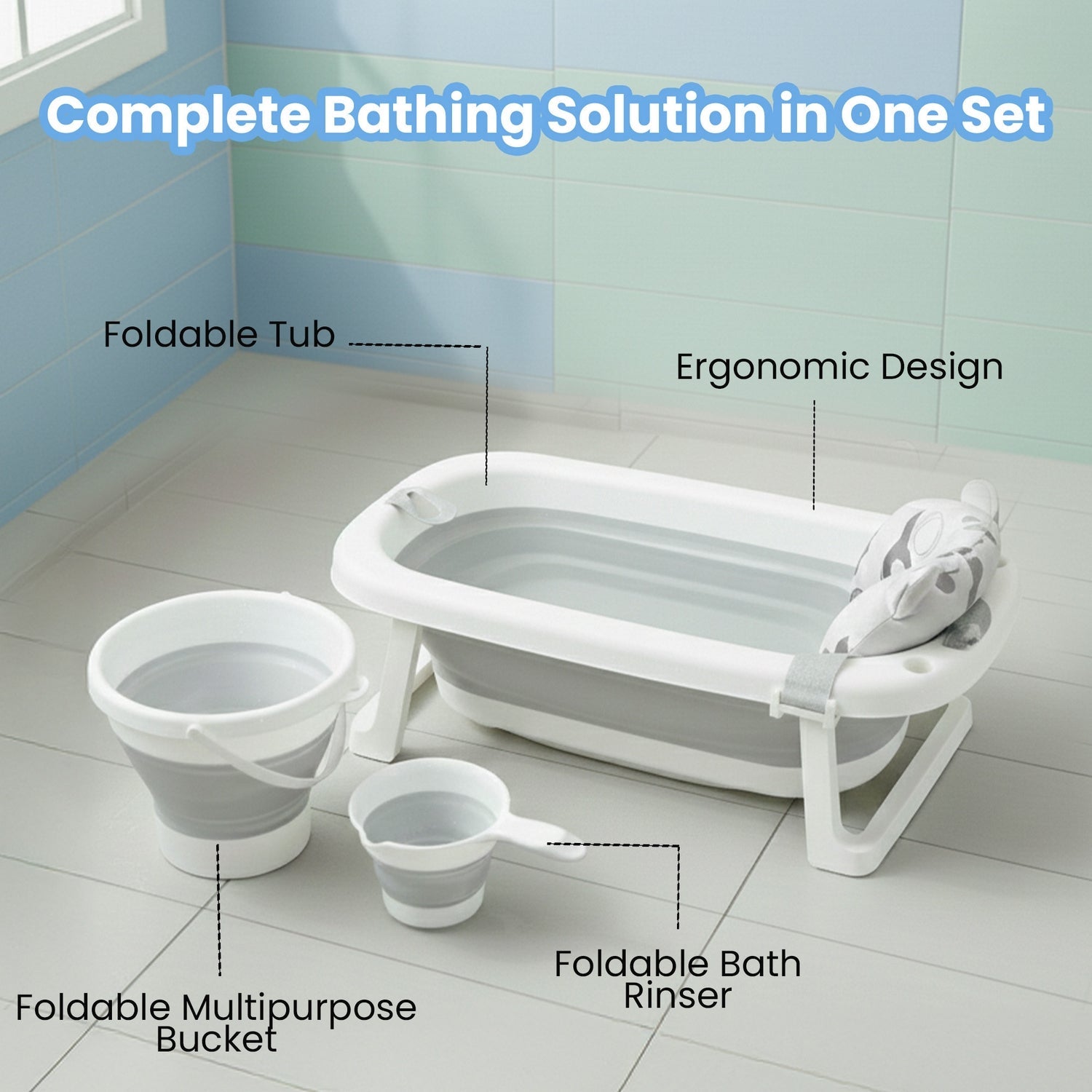 Nuluv 4 - in - 1 Baby Bath Set with Bathtub & Accessories - Baby Bath Tub