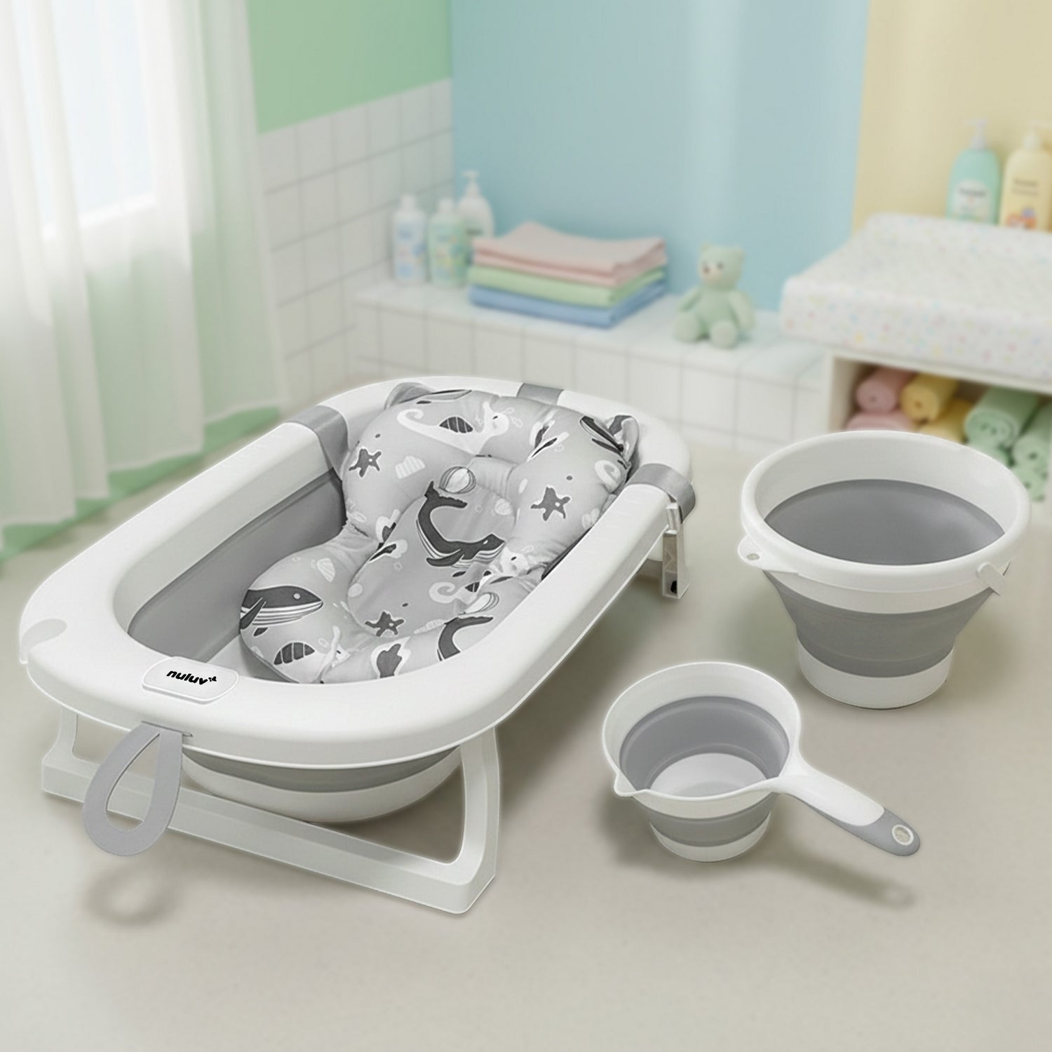 Nuluv 4 - in - 1 Baby Bath Set with Bathtub & Accessories - Baby Bath Tub