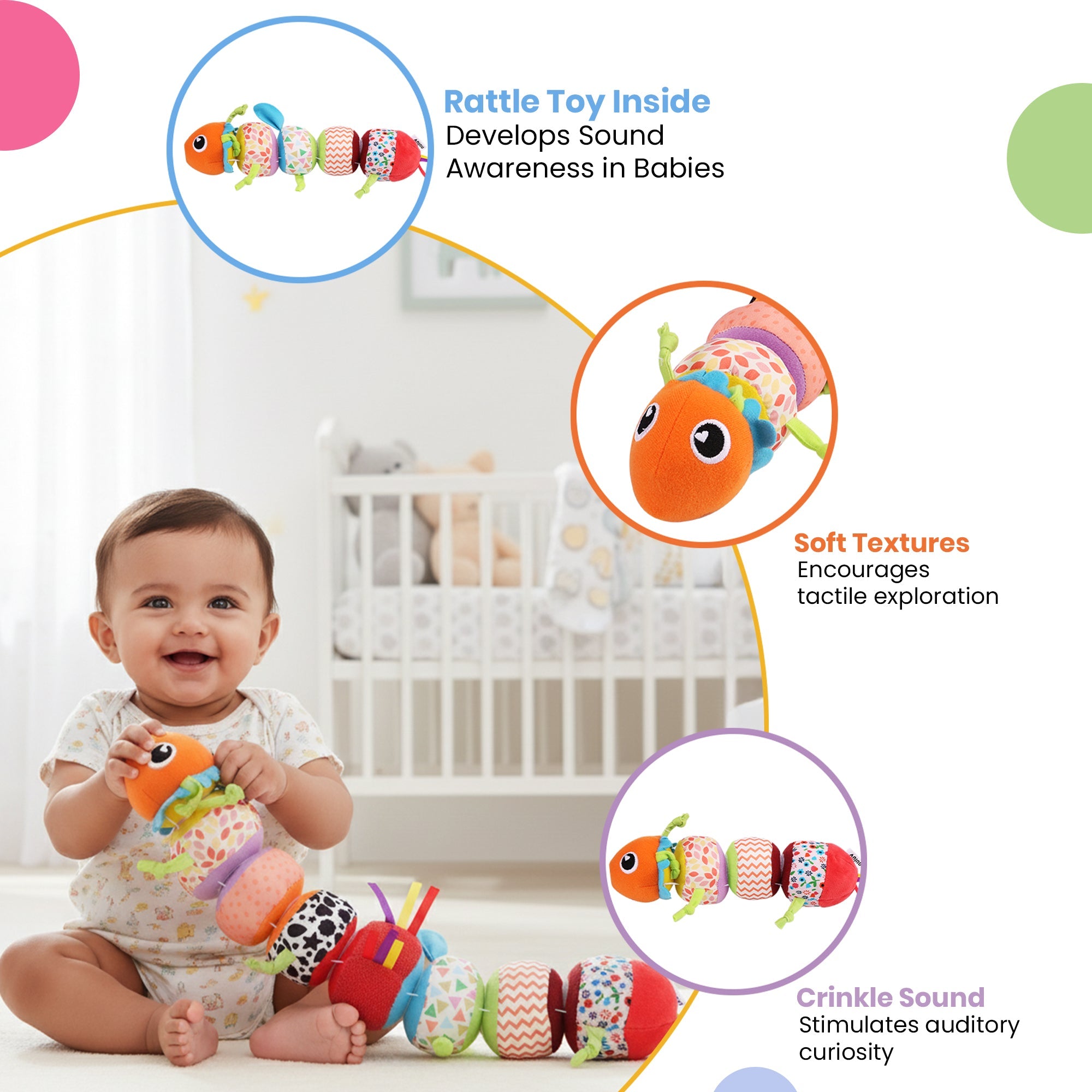 Nuluv - Soft Toy - Nuluv Activity Caterpillar Soft Toys - NU - I - 0041