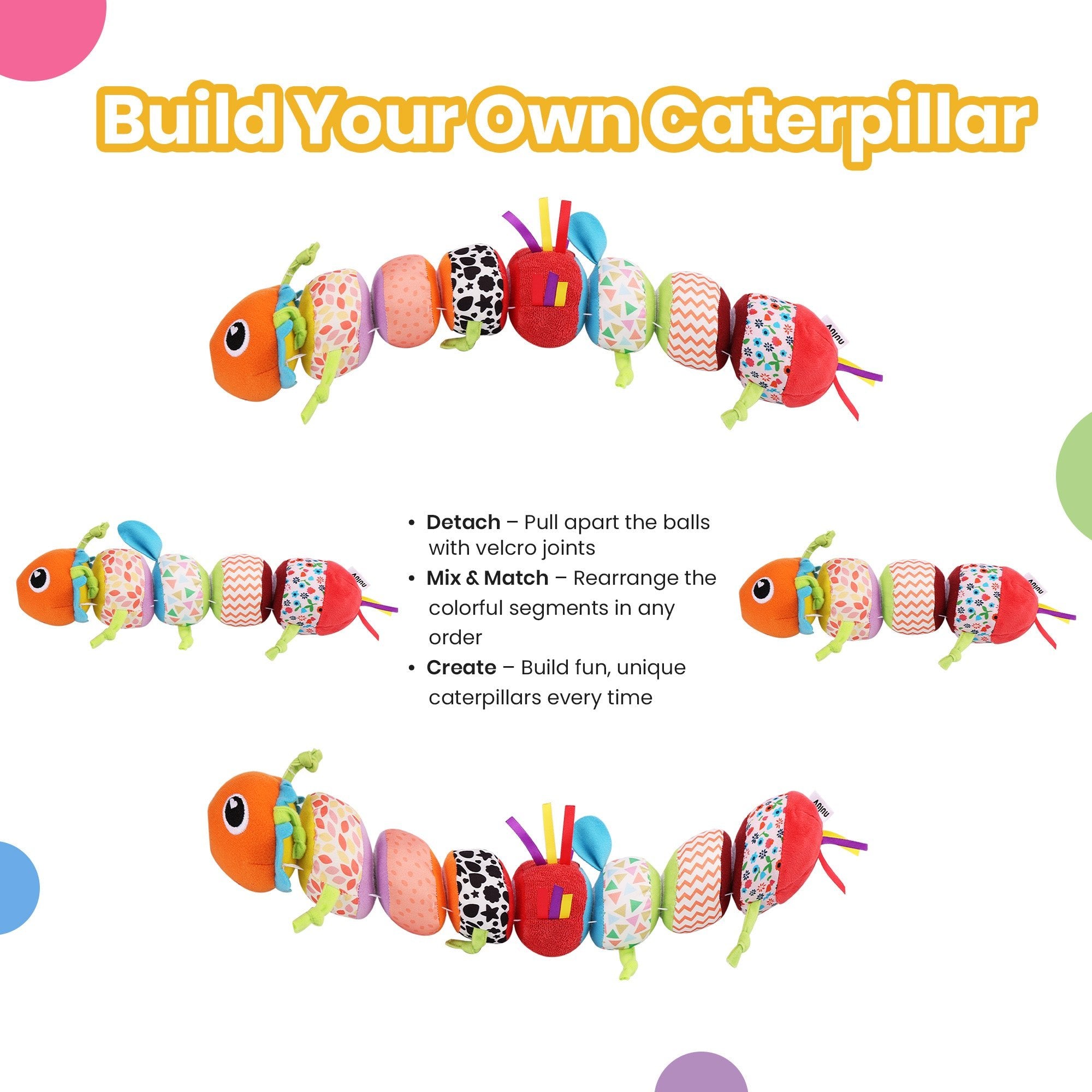 Nuluv - Soft Toy - Nuluv Activity Caterpillar Soft Toys - NU - I - 0041