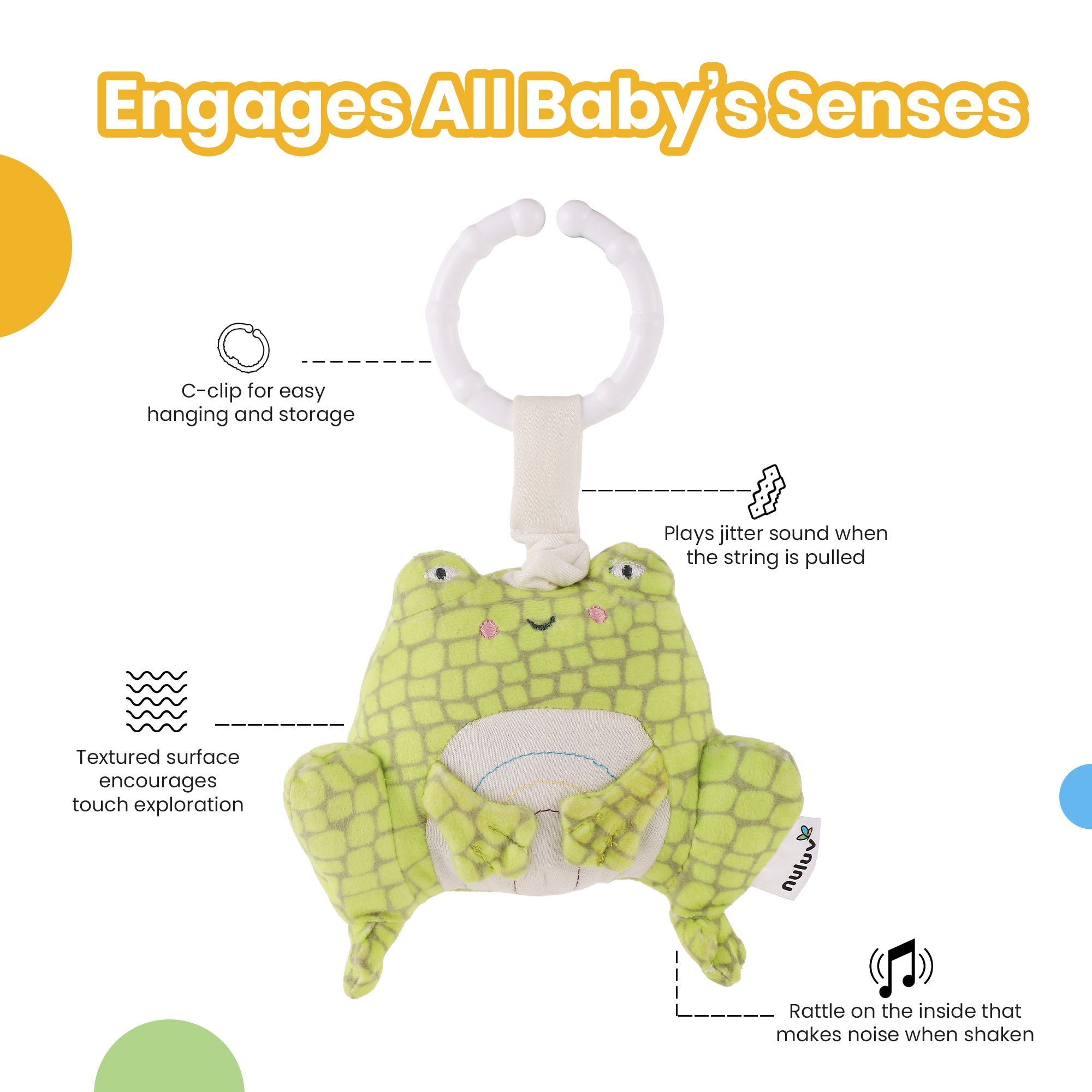 Nuluv Activity Frog Rattle Toy | The Mom Store India - Soft Toy