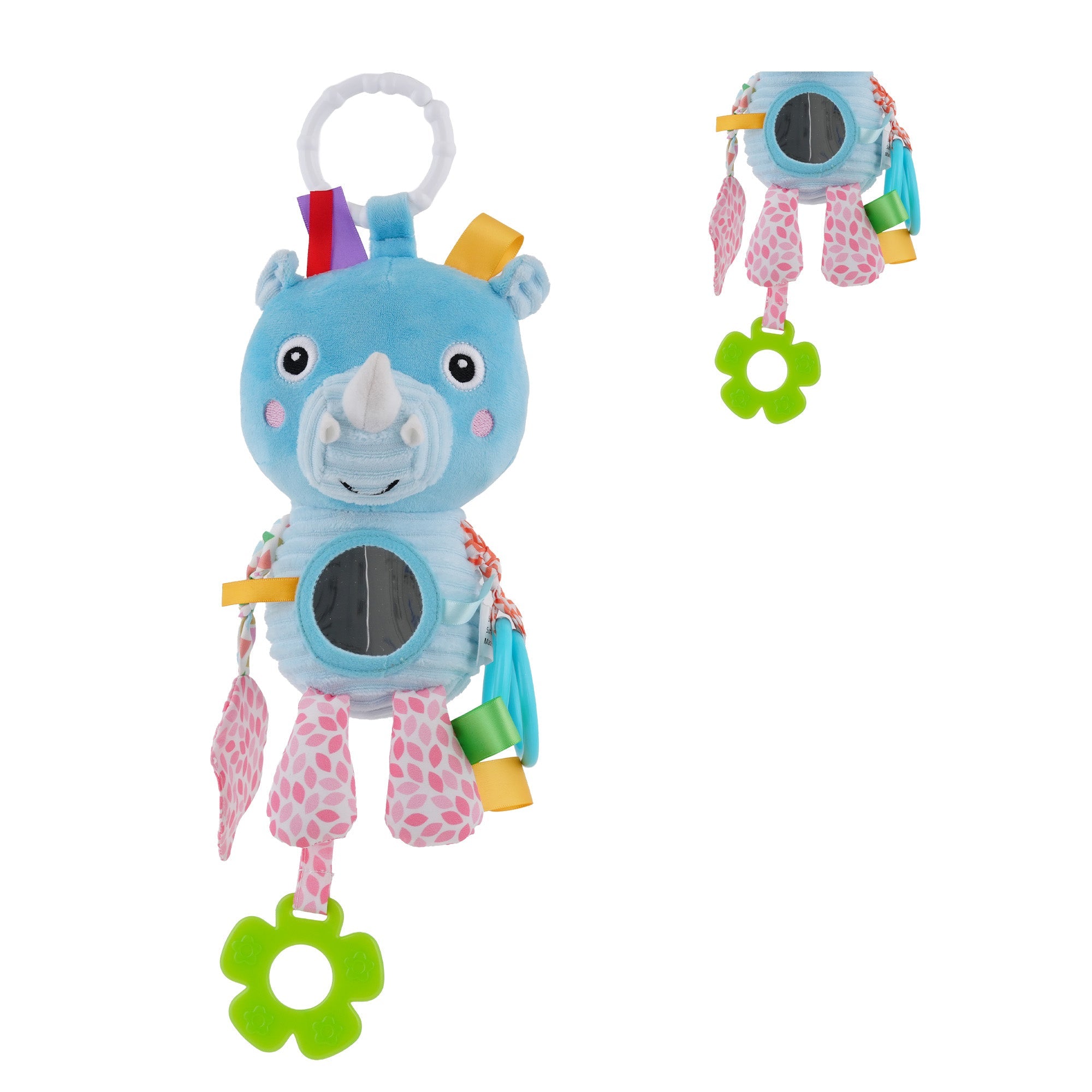 Nuluv Activity Rhino Plush Sensory Baby Toy for Teething & Tummy Time - Hanging Toy
