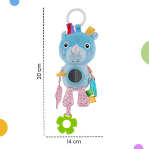 Nuluv Activity Rhino Plush Sensory Baby Toy for Teething & Tummy Time - Hanging Toy