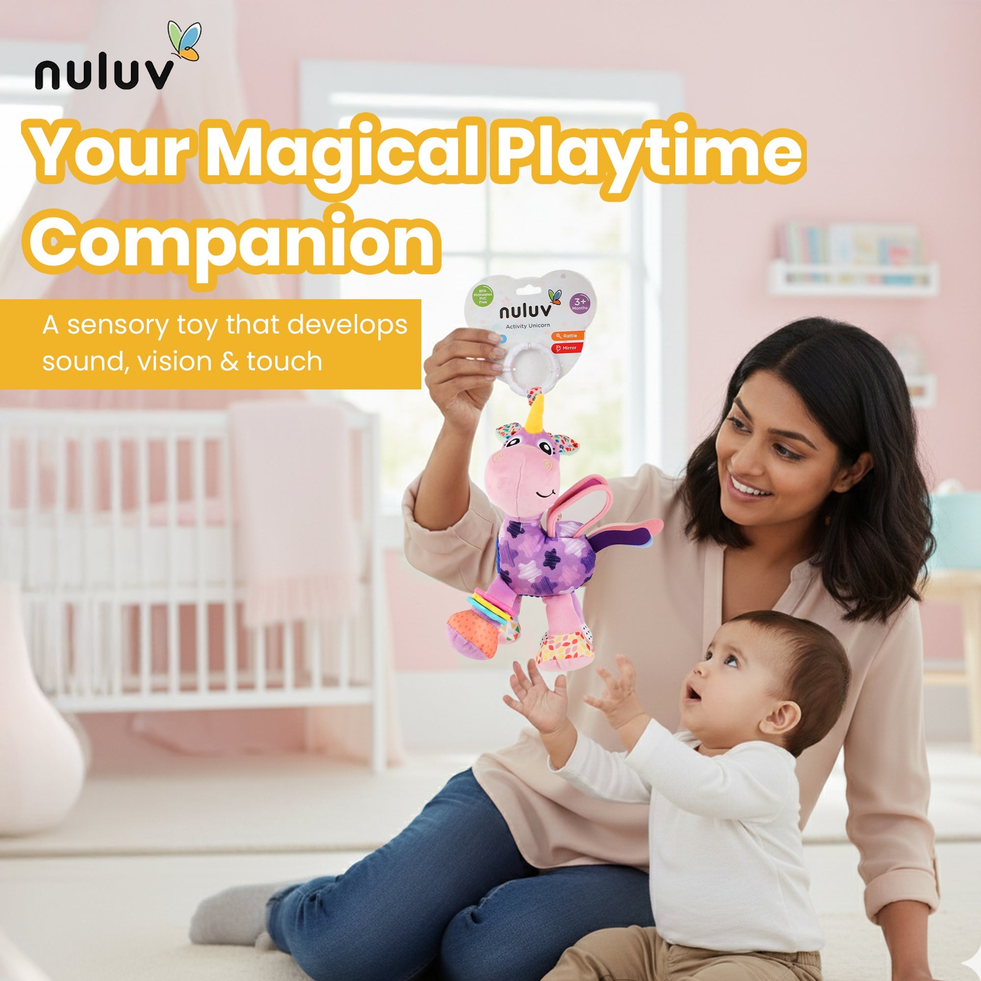 Nuluv - Rattle - Nuluv Activity Unicorn Soft Toys - NU - I - 0043