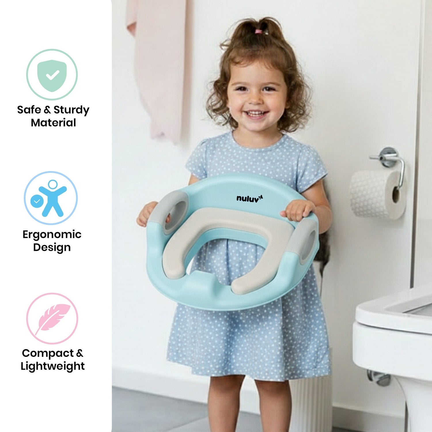 Nuluv Baby Toilet Training Seat with Cushion & Handles - Potty Seat