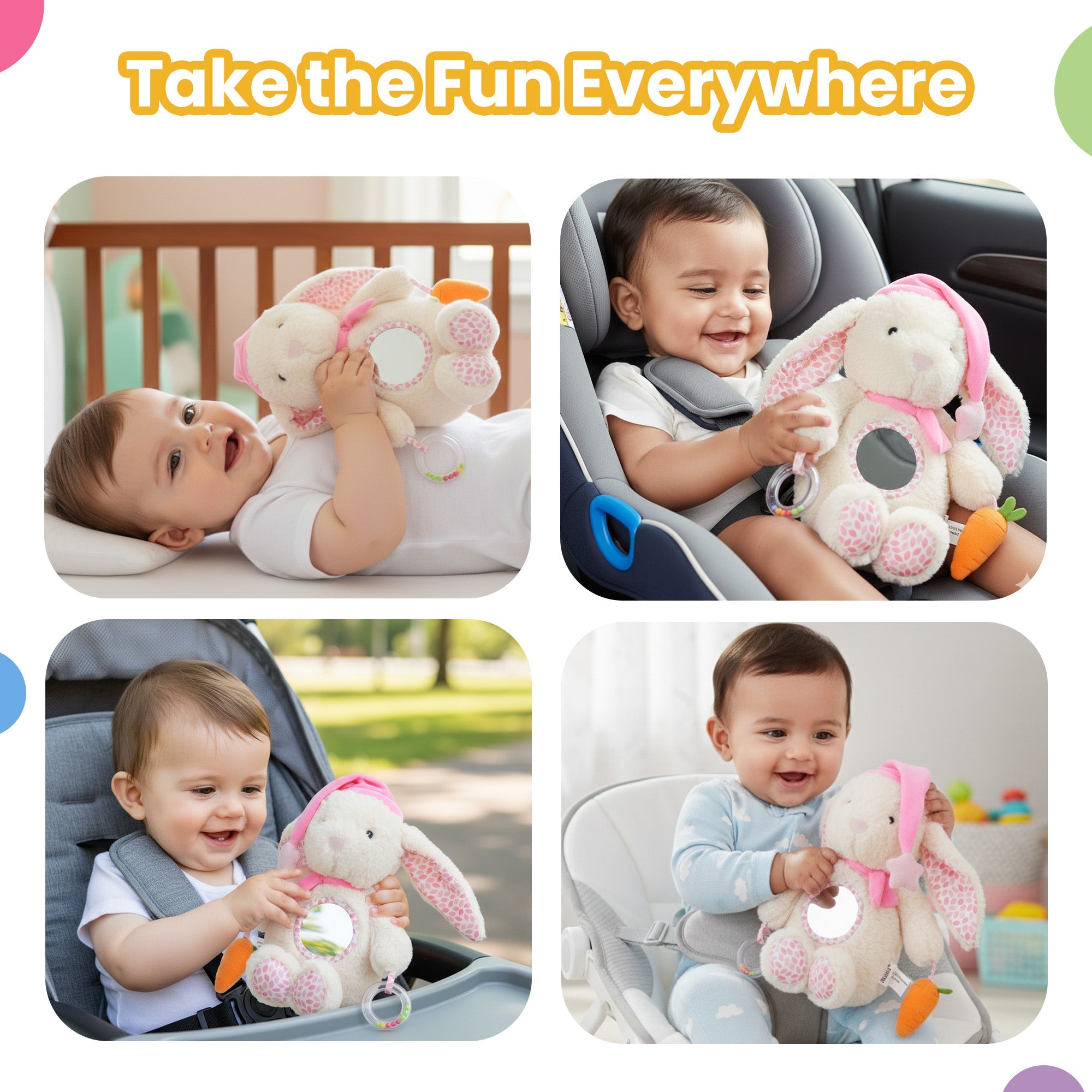 Nuluv Bunny Ring Rattle Sensory Baby Toy - Toy Hangings