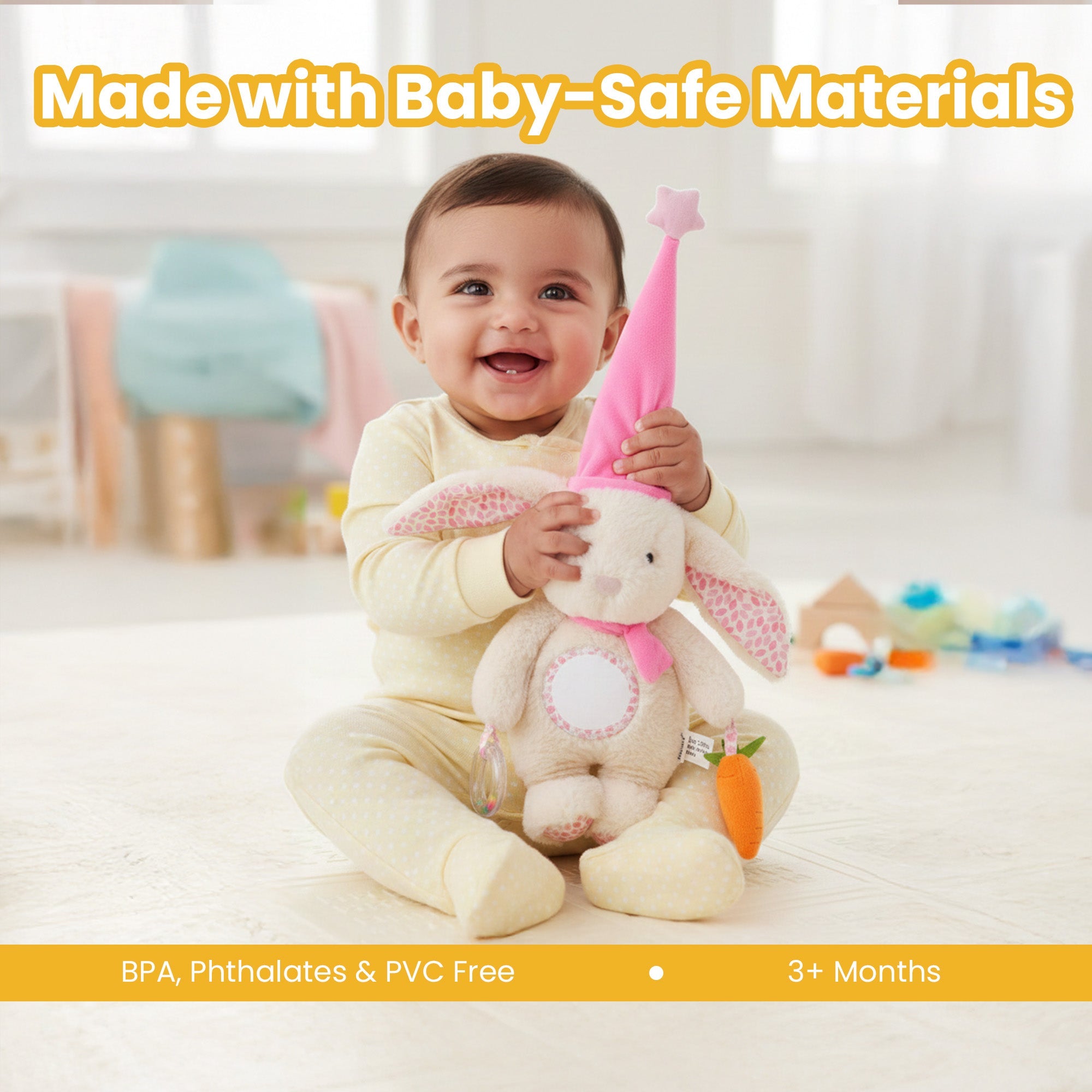 Nuluv Bunny Ring Rattle Sensory Baby Toy - Toy Hangings