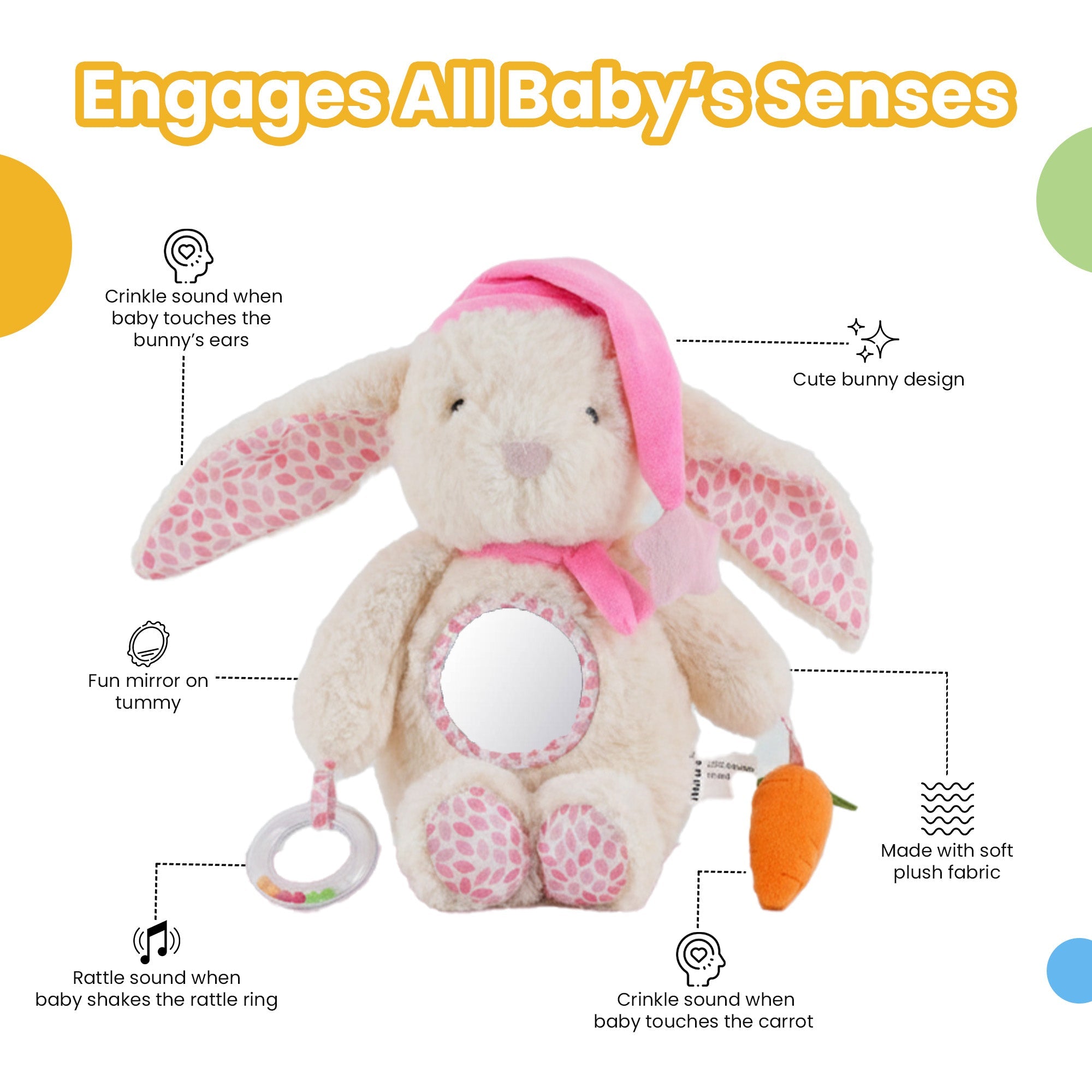 Nuluv Bunny Ring Rattle Sensory Baby Toy - Toy Hangings