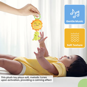 Nuluv Dino Musical Soft Toy for Babies, Plush Dinosaur with Soothing Melodies - NU - I - 0026