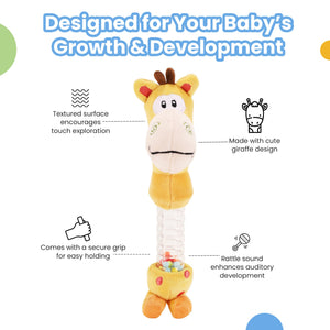 Nuluv Giraffe Rattle Toy, Soft Toy with Rattle Sound, Rattle for Babies and Infants - NU - I - 0019
