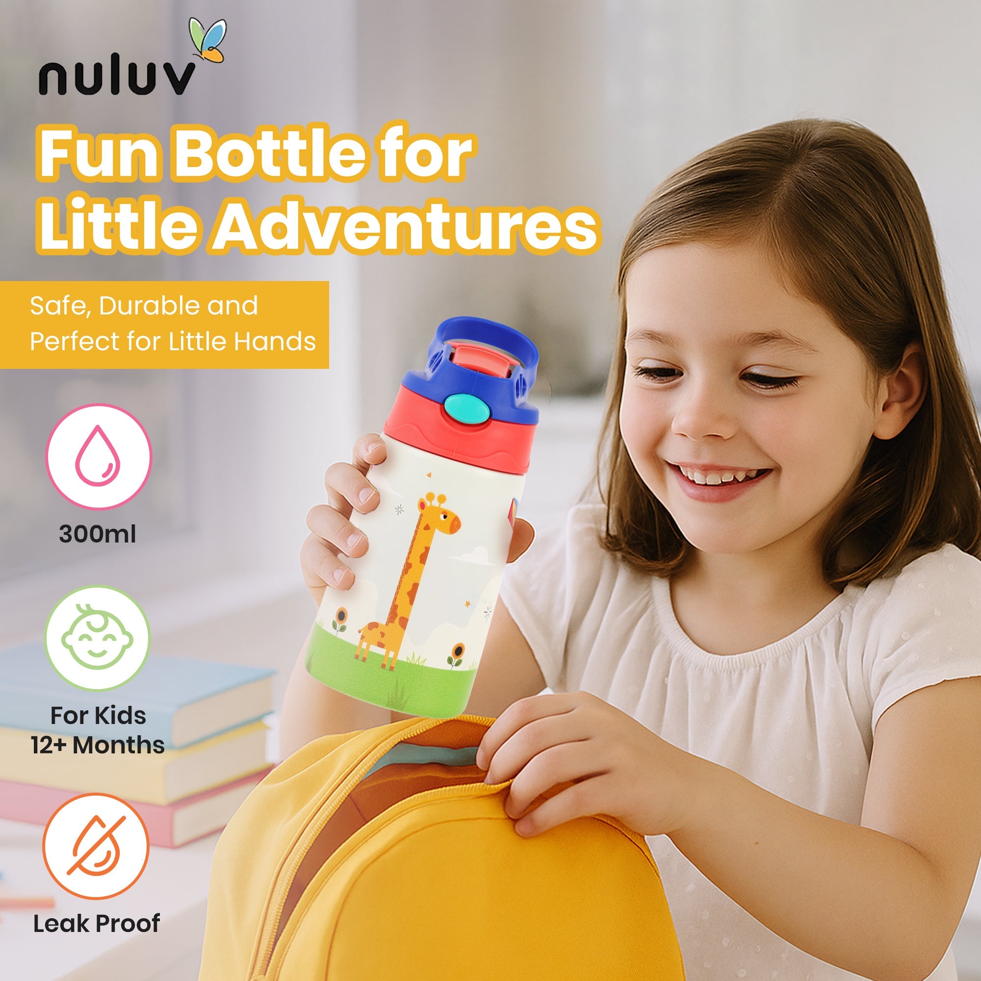 Nuluv - Sippers - Nuluv Giraffe Steel Spout Sipper - NUL - SSSB - 004