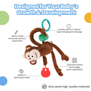 Nuluv Jittery Monkey Baby Toy, Vibrating Plush with Soft Fabric - NU - I - 0024