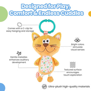 Nuluv Kitty Musical Soft Toy for Babies, Plush Dinosaur with Soothing Melodies - NU - I - 0027
