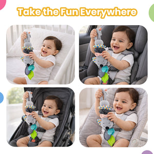 Nuluv Musical Koala Baby Toy, Soft Plush Sensory Toy with Music, Teether & Crinkle Ears, Calming Bedtime Companion, Soothing Sound & Vibration, For Babies Aged 3+ Months - Hanging Toy