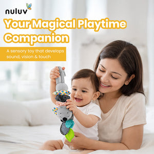 Nuluv Musical Koala Baby Toy, Soft Plush Sensory Toy with Music, Teether & Crinkle Ears, Calming Bedtime Companion, Soothing Sound & Vibration, For Babies Aged 3+ Months - Hanging Toy