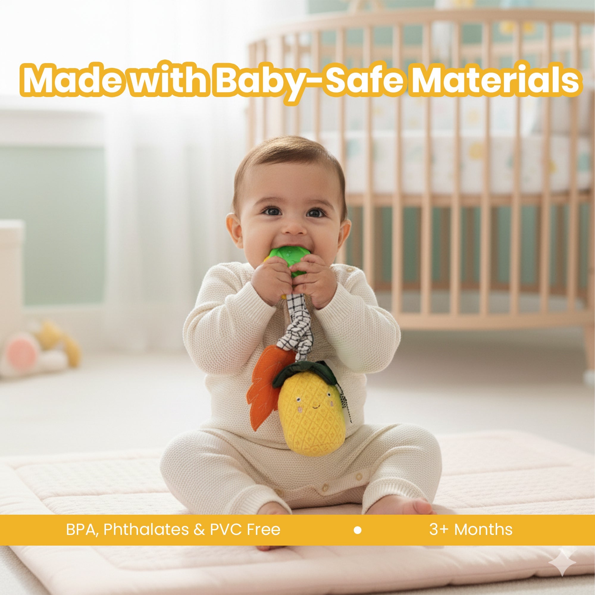 Nuluv - Rattle - Nuluv Pineapple Rattle Soft Toys - NU - I - 0038
