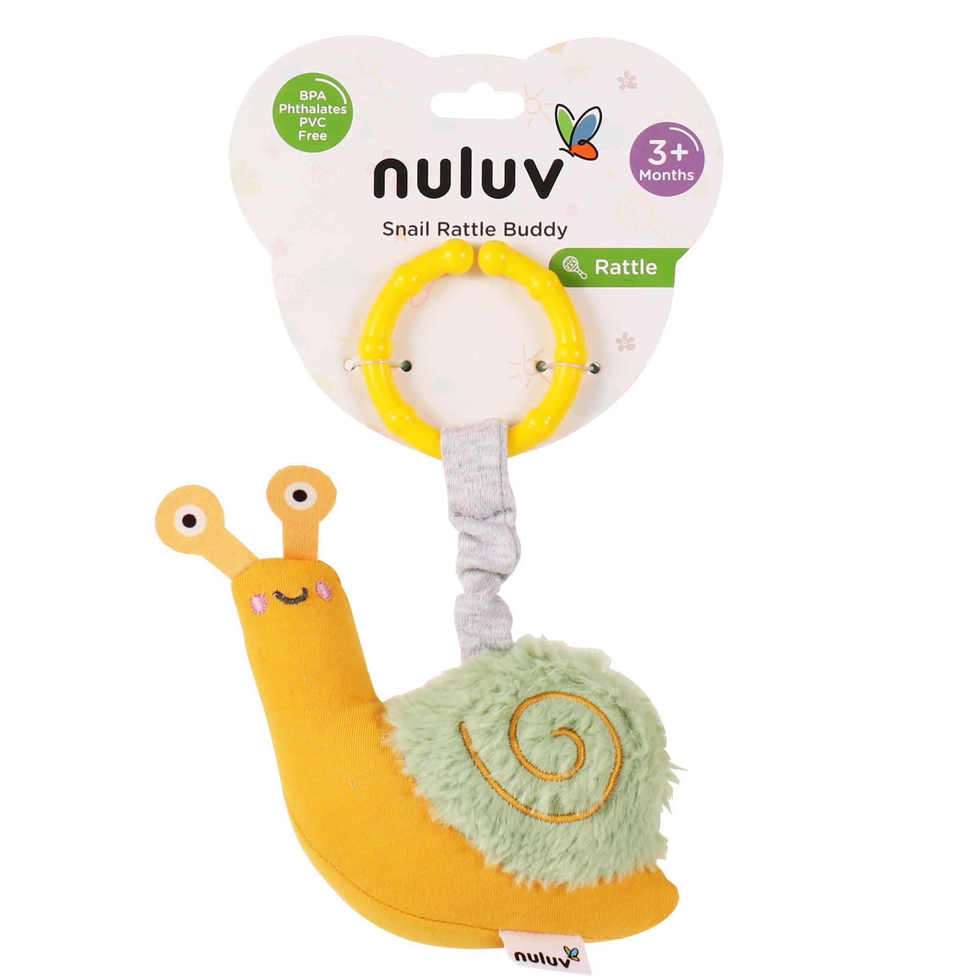 Nuluv - Rattle - Nuluv Snail Rattle Buddy Soft Toys - NU - I - 0033