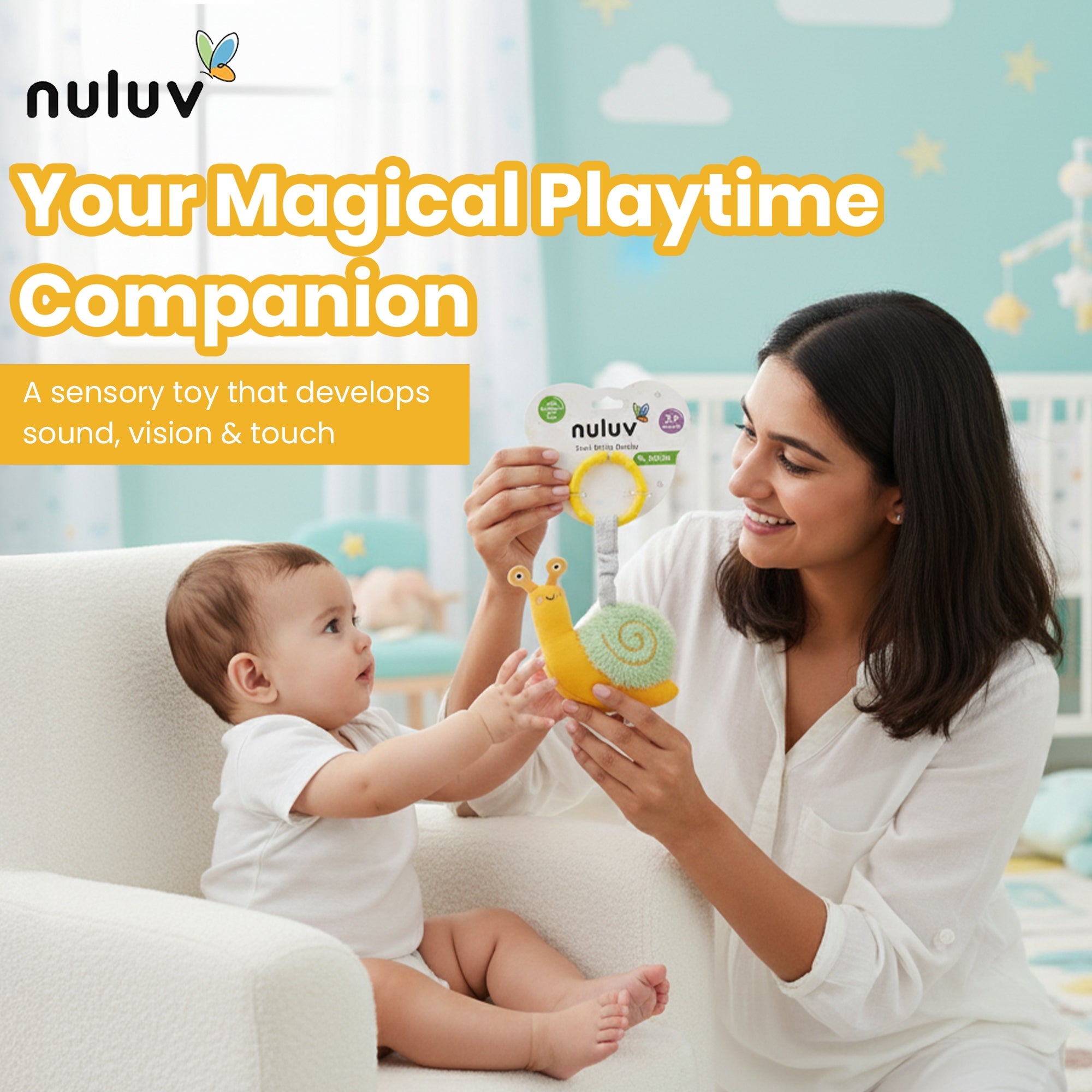Nuluv - Rattle - Nuluv Snail Rattle Buddy Soft Toys - NU - I - 0033