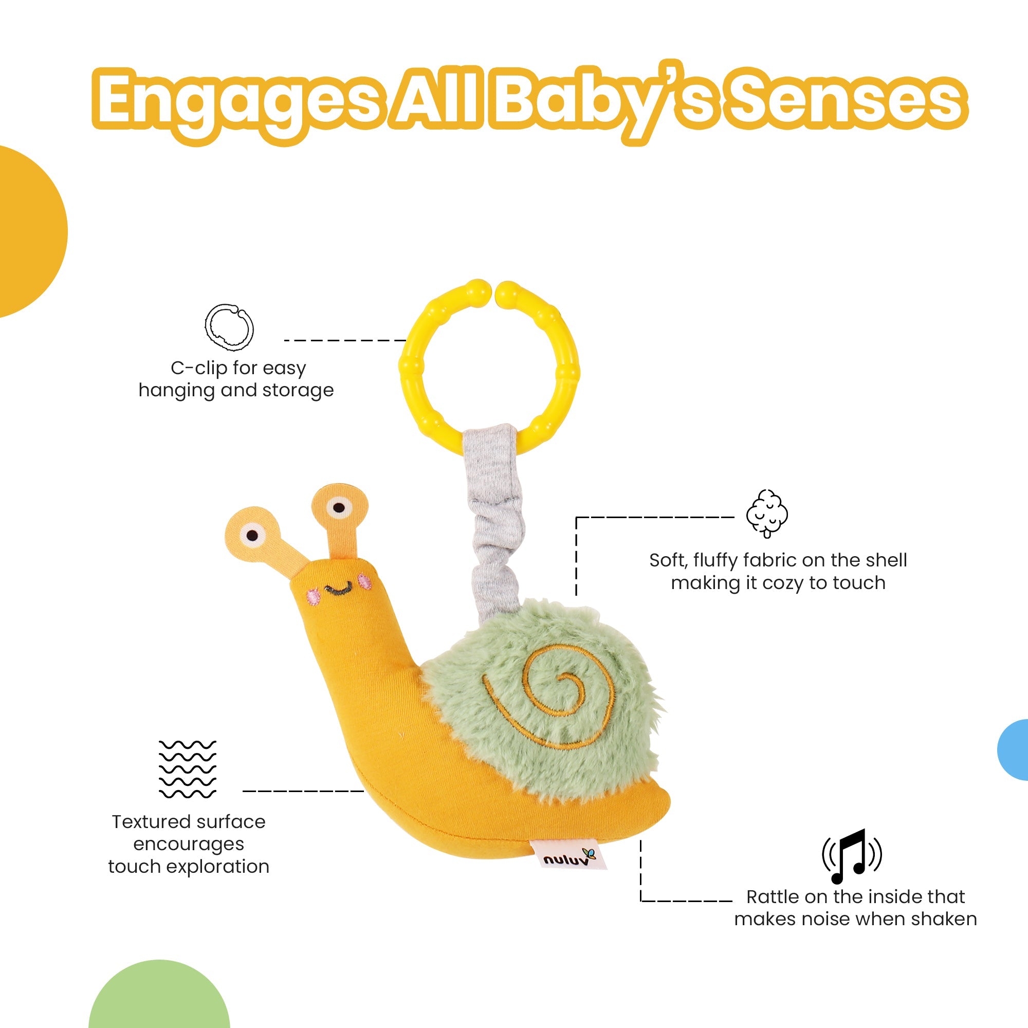 Nuluv - Rattle - Nuluv Snail Rattle Buddy Soft Toys - NU - I - 0033