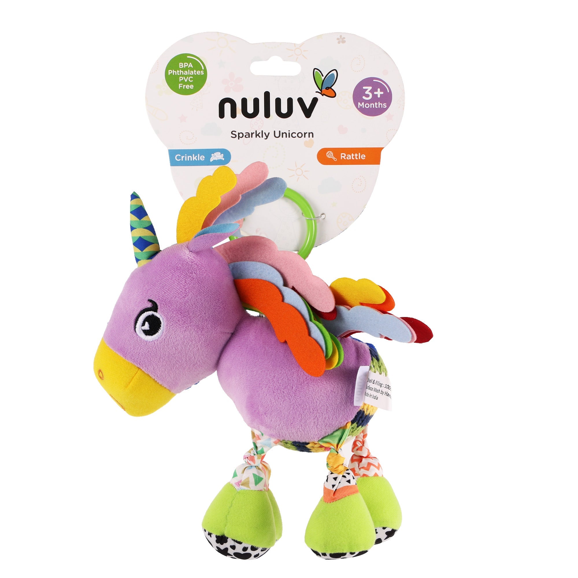 Nuluv - Rattle - Nuluv Sparkly Unicorn Soft Toys - NU - I - 0044