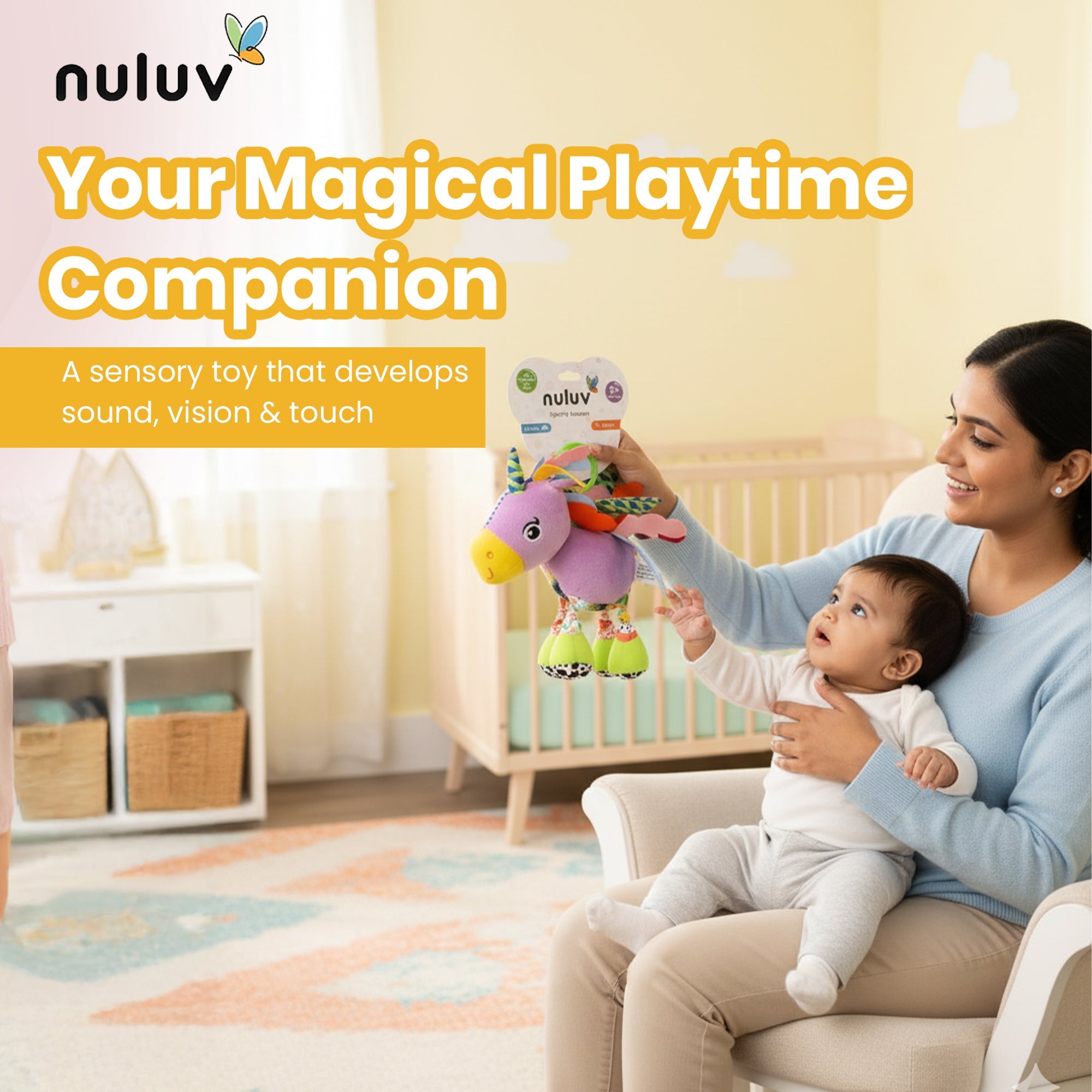 Nuluv - Rattle - Nuluv Sparkly Unicorn Soft Toys - NU - I - 0044