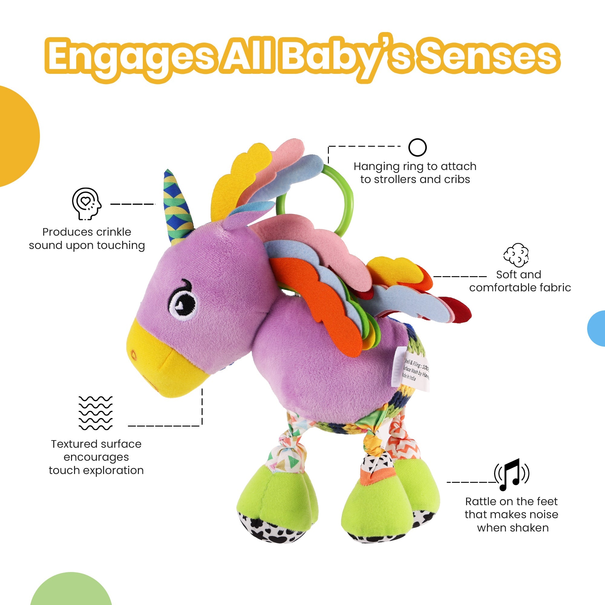 Nuluv - Rattle - Nuluv Sparkly Unicorn Soft Toys - NU - I - 0044