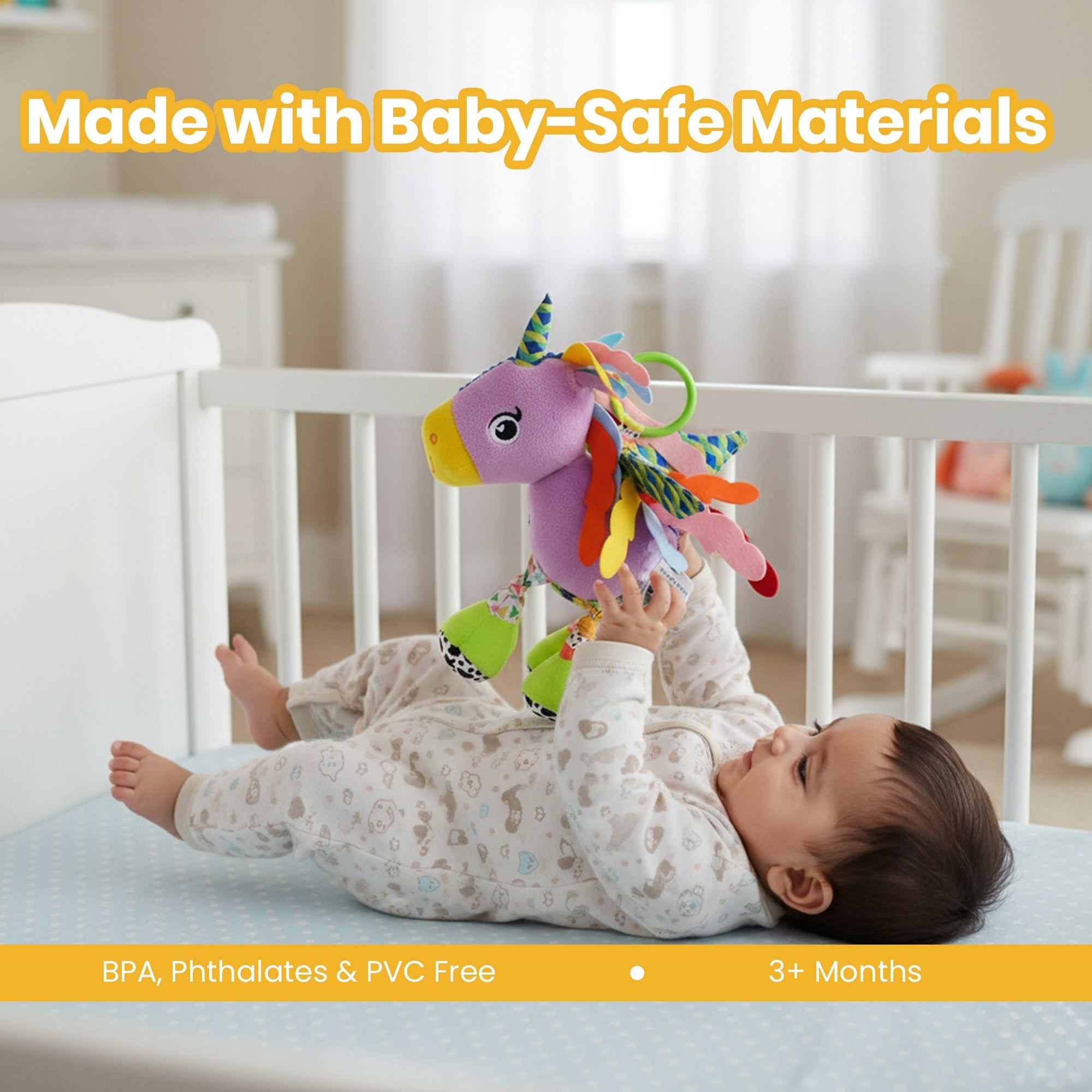 Nuluv - Rattle - Nuluv Sparkly Unicorn Soft Toys - NU - I - 0044
