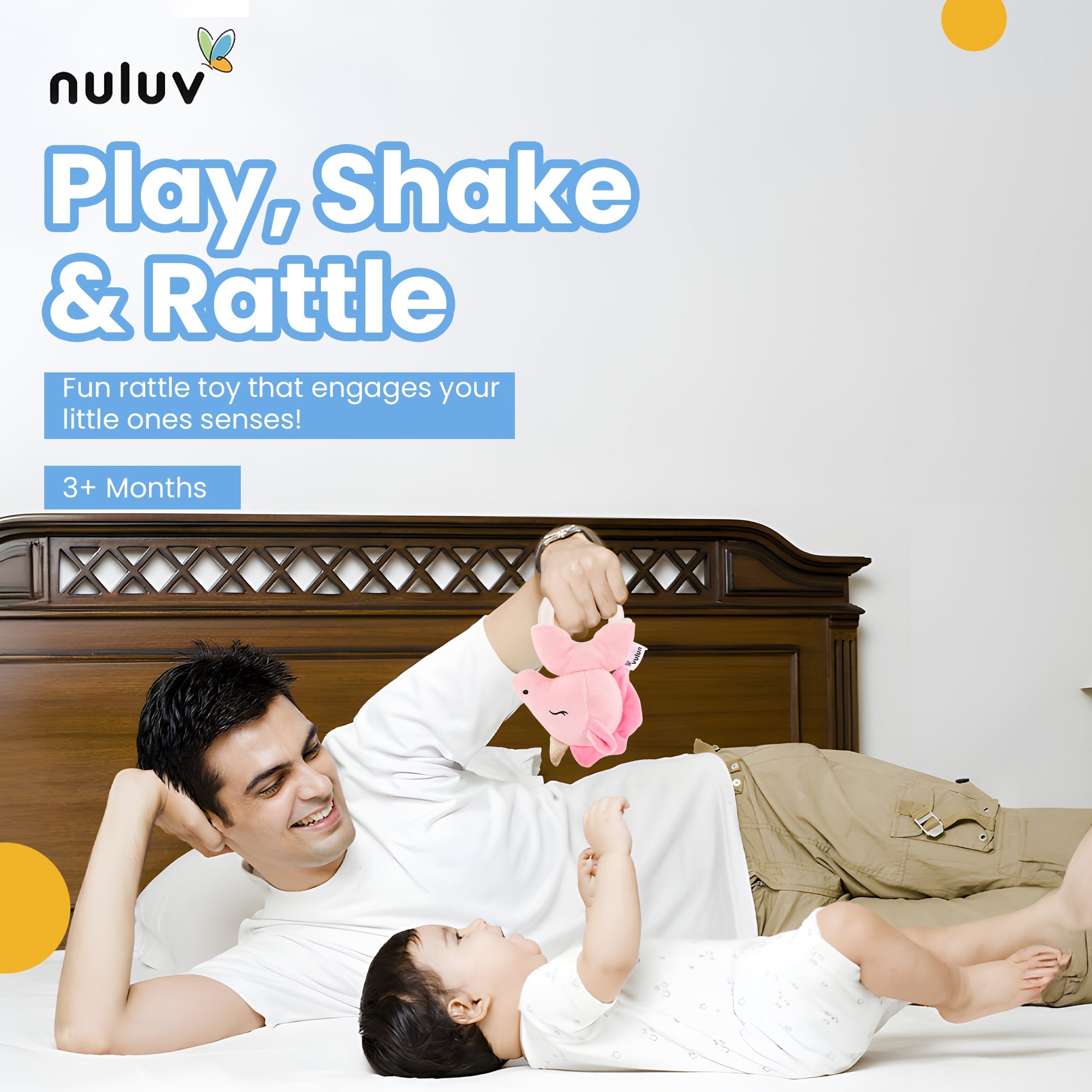 Nuluv Unicorn Ring Rattle Toy, Soft Toy with Rattle Sound, Ring Rattle for Babies - NU - I - 0017
