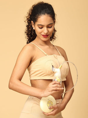 Nursing Pumping Bra Beige-Hand Free - MPBRR-BGE-S-M