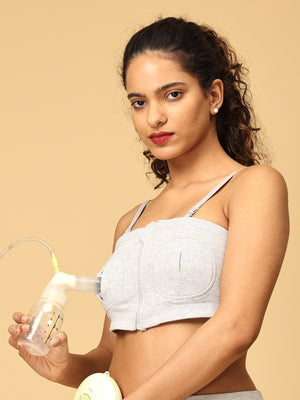 Nursing Pumping Bra Grey-Hand Free - MPMBR-GRY-SKN