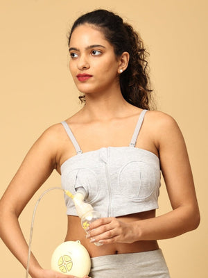 Nursing Pumping Bra Grey-Hand Free - MPMBR-GRY-SKN