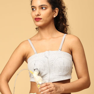 Nursing Pumping Bra Grey-Hand Free - MPMBR-GRY-SKN