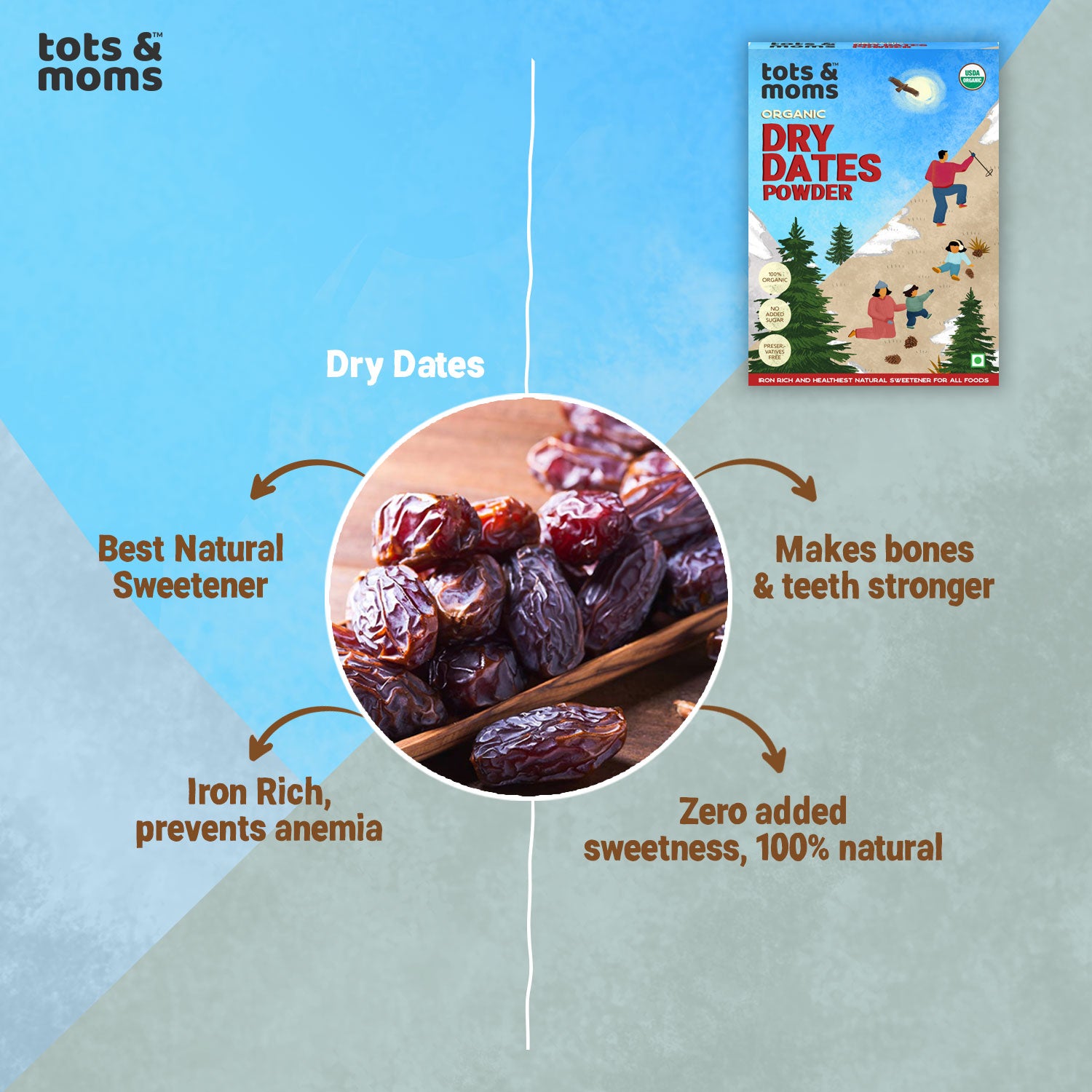 Tots & Moms 100% Iron Rich Dry Dates/Kharik/Karjura Powder for babies