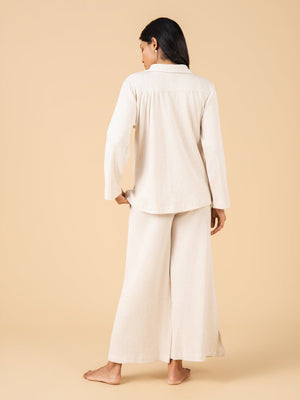 Oat Milk Maternity and Nursing Pajama Set - Off White Maternity Nightwear Set