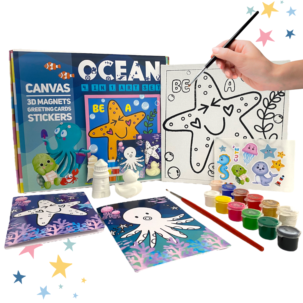 Craftopedia 4 In 1 Canvas Set - Ocean | DIY Art and Craft Kit