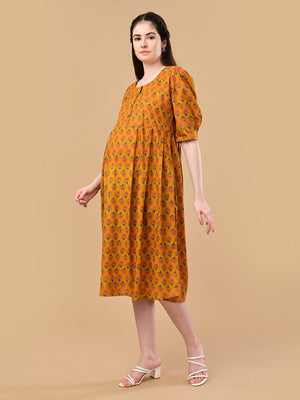 Ochre Orbit Maternity And Nursing Dress - S Maternity Casual Dress