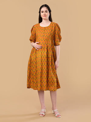 Ochre Orbit Maternity And Nursing Dress - S Maternity Casual Dress