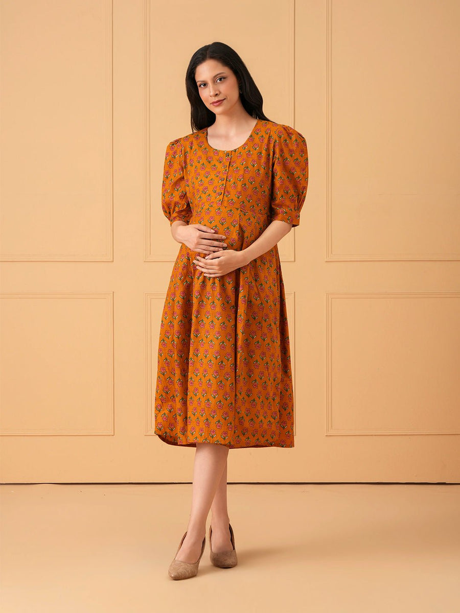 Ochre Orbit Maternity And Nursing Dress