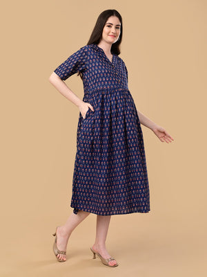 Off-Duty Navy Maternity And Nursing Dress - S Maternity Casual Dress
