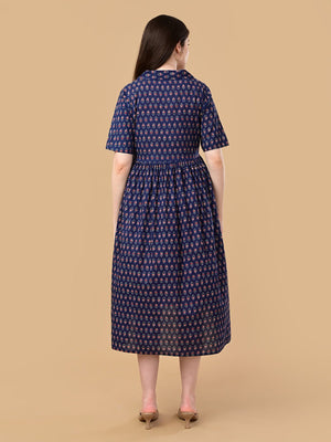 Off-Duty Navy Maternity And Nursing Dress - S Maternity Casual Dress