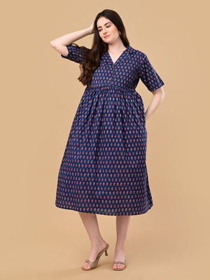 Off-Duty Navy Maternity And Nursing Dress - S Maternity Casual Dress