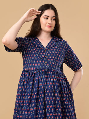 Off-Duty Navy Maternity And Nursing Dress - S Maternity Casual Dress