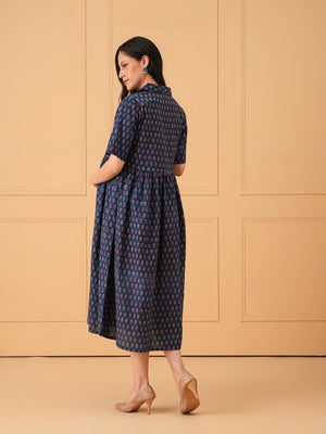 Off-Duty Navy Maternity And Nursing Dress - S Maternity Casual Dress