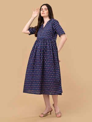 Off-Duty Navy Maternity And Nursing Dress - S Maternity Casual Dress