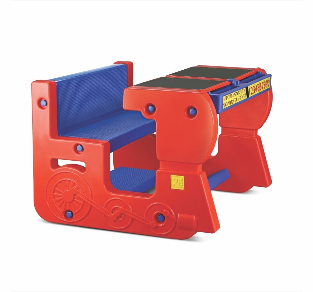 OK Play Double Desk n Chair Kids - Red & Blue - FTFF000034