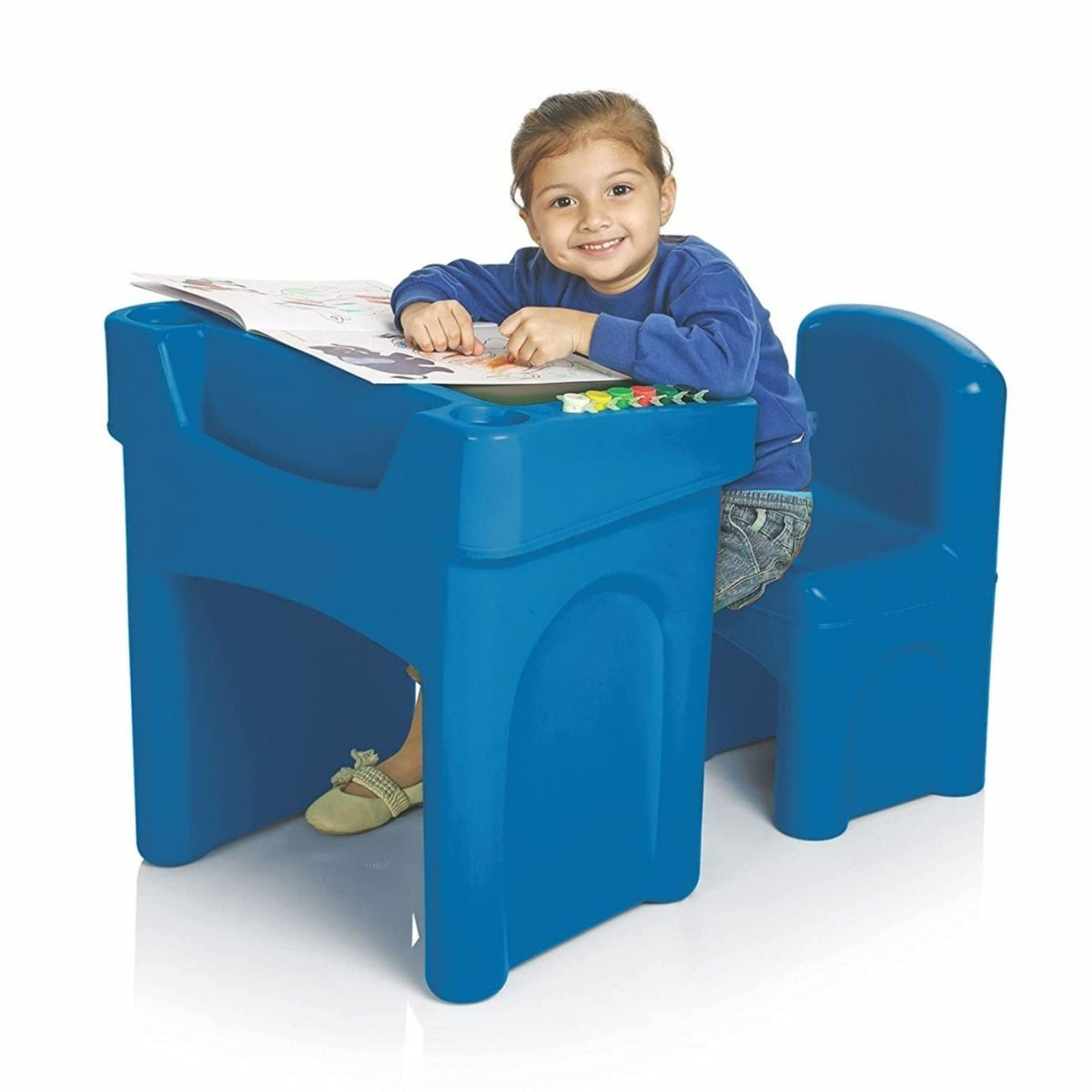 OK Play Little Master Blue Chair & Table Set for Kids - FTFF000394