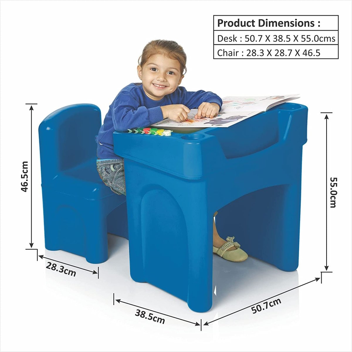 OK Play Little Master Blue Chair & Table Set for Kids - FTFF000394